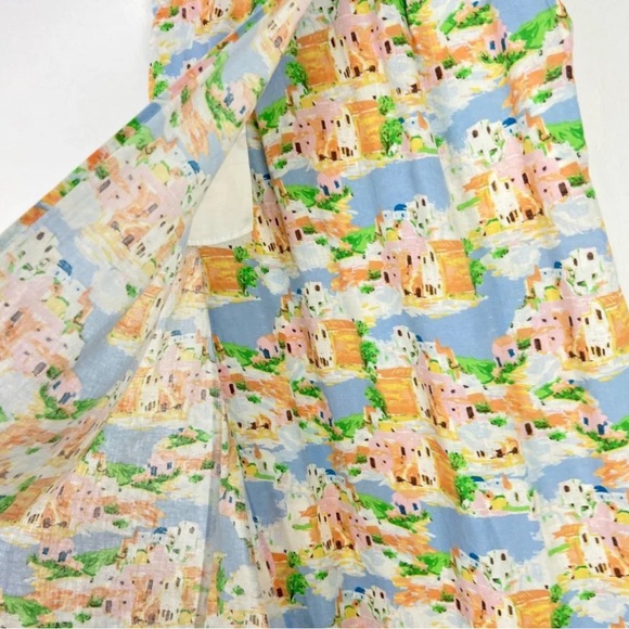 Cynthia Rowley Coastal Print Linen Blend Wrap Maxi Skirt Size Small - Picture 4 of 7